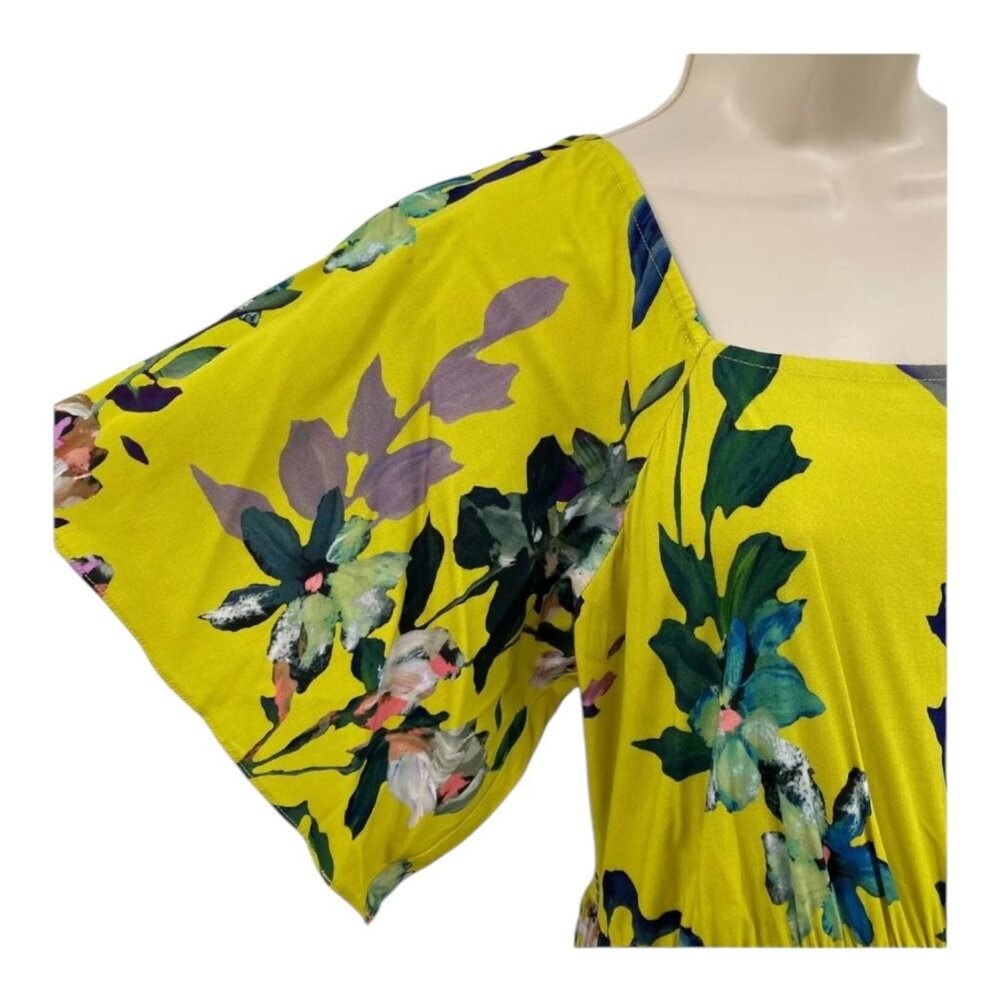 Soft Surroundings Yellow Floral Maxi Dress Medium Smocked Cotttagecore Flutter - Picture 4 of 8